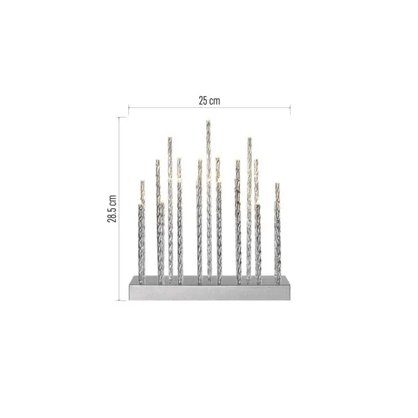 EMOS Lighting LED svietnik strieborný, 28,5 cm, 3x AA, vnútorný, teplá biela, časovač