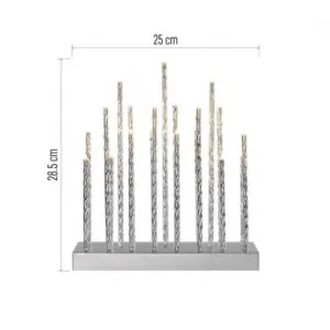EMOS Lighting LED svietnik strieborný, 28,5 cm, 3x AA, vnútorný, teplá biela, časovač