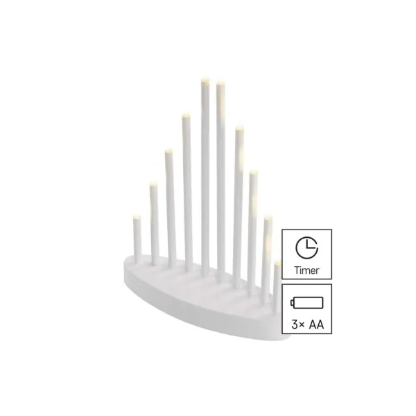 EMOS Lighting LED svietnik biely, 24,5 cm, 3x AA, vnútorný, teplá biela, časovač
