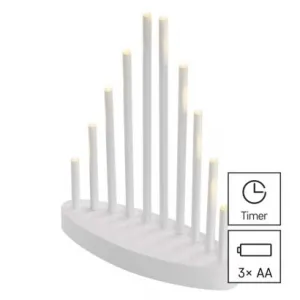 EMOS Lighting LED svietnik biely, 24,5 cm, 3x AA, vnútorný, teplá biela, časovač