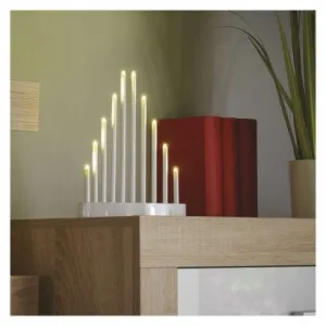 EMOS Lighting LED svietnik biely, 24,5 cm, 3x AA, vnútorný, teplá biela, časovač