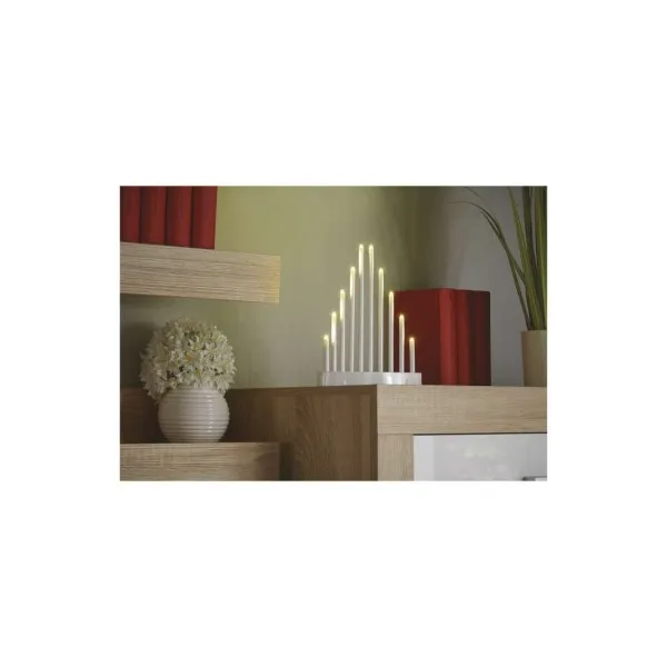 EMOS Lighting LED svietnik biely, 24,5 cm, 3x AA, vnútorný, teplá biela, časovač