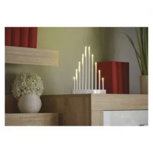 EMOS Lighting LED svietnik biely, 24,5 cm, 3x AA, vnútorný, teplá biela, časovač
