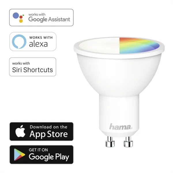 Hama SMART WiFi LED žiarovka, GU10, 5,5 W, RGBW, stmievateľná 85395200