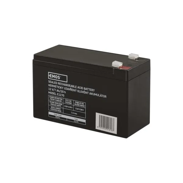 EMOS Bezúdržbový olovený akumulátor 12 V/7 Ah, faston 4,7 mm