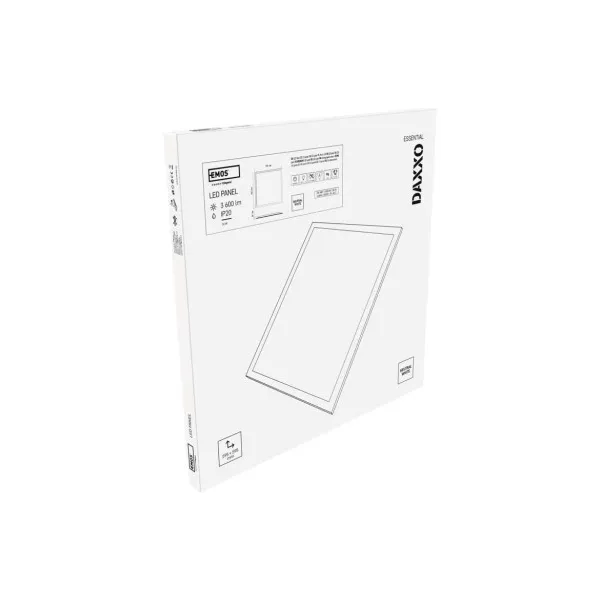 EMOS Lighting LED panel LEXXO backlit 60×60, štvorcový vstavaný biely, 36W neutrálna b.