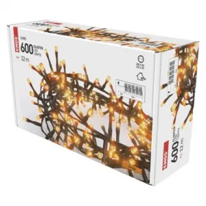 EMOS Lighting LED vianočná reťaz – cluster, 12 m, vonkajšia aj vnútorná, vintage, časovač