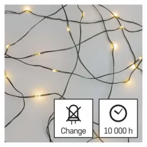 EMOS Lighting LED vianočná nano reťaz zelená, 7,5 m, vonkajšia aj vnútorná, teplá biela, časovač