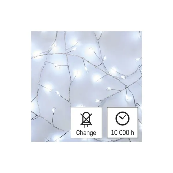 EMOS Lighting LED vianočná nano reťaz – ježko, 2,4 m, 3x AA, vnútorný, studená biela, časovač