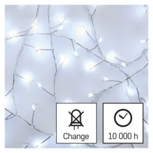 EMOS Lighting LED vianočná nano reťaz – ježko, 2,4 m, 3x AA, vnútorný, studená biela, časovač