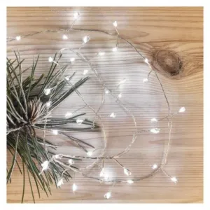 EMOS Lighting LED vianočná nano reťaz – ježko, 2,4 m, 3x AA, vnútorný, studená biela, časovač