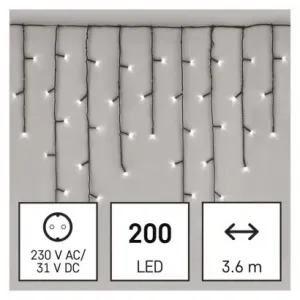 EMOS Lighting LED vianočné cencúle, 3,6 m, vonkajšie aj vnútorné, studená biela, programy