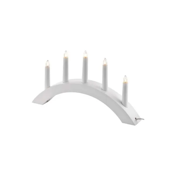 EMOS Lighting Svietnik na 5x žiarovku E10 drevený biely, oblúk, 20x38 cm, vnútorný, teplá biela