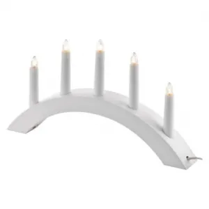 EMOS Lighting Svietnik na 5x žiarovku E10 drevený biely, oblúk, 20x38 cm, vnútorný, teplá biela