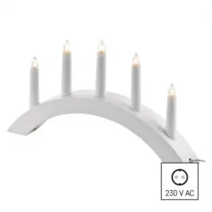 EMOS Lighting Svietnik na 5x žiarovku E10 drevený biely, oblúk, 20x38 cm, vnútorný, teplá biela