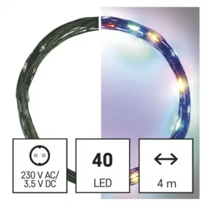 EMOS Lighting LED vianočná nano reťaz zelená, 4 m, vonkajšia aj vnútorná, multicolor, časovač