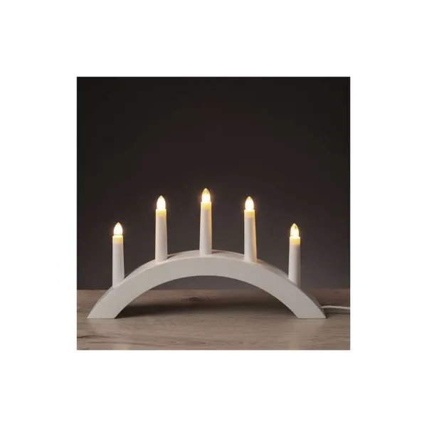EMOS Lighting Svietnik na 5x žiarovku E10 drevený biely, oblúk, 20x38 cm, vnútorný, teplá biela