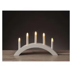 EMOS Lighting Svietnik na 5x žiarovku E10 drevený biely, oblúk, 20x38 cm, vnútorný, teplá biela