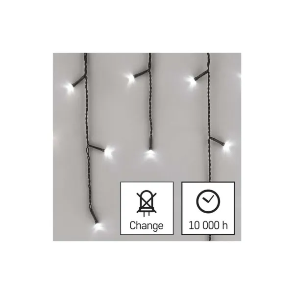EMOS Lighting LED vianočné cencúle, 10 m, vonkajšie aj vnútorné, studená biela, programy
