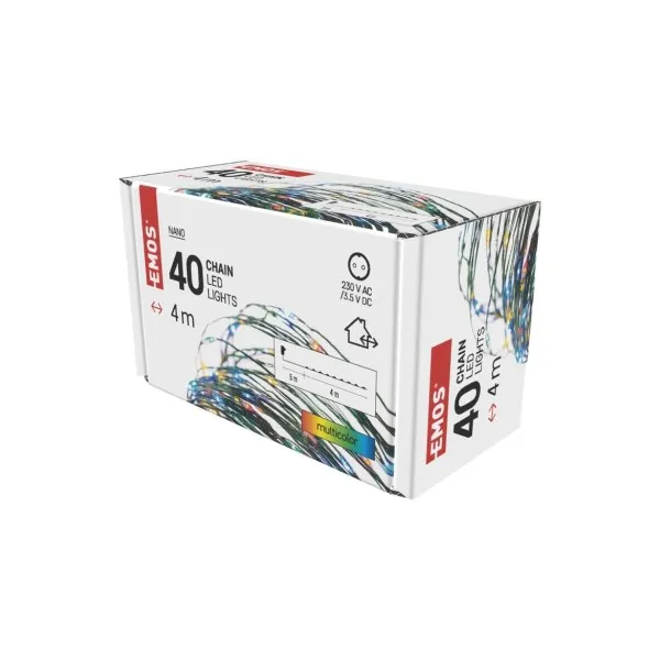 EMOS Lighting LED vianočná nano reťaz zelená, 4 m, vonkajšia aj vnútorná, multicolor, časovač