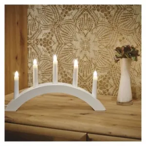 EMOS Lighting Svietnik na 5x žiarovku E10 drevený biely, oblúk, 20x38 cm, vnútorný, teplá biela