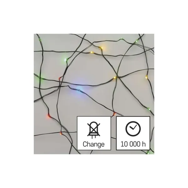 EMOS Lighting LED vianočná nano reťaz zelená, 4 m, vonkajšia aj vnútorná, multicolor, časovač