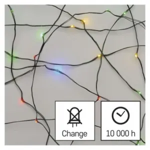 EMOS Lighting LED vianočná nano reťaz zelená, 4 m, vonkajšia aj vnútorná, multicolor, časovač