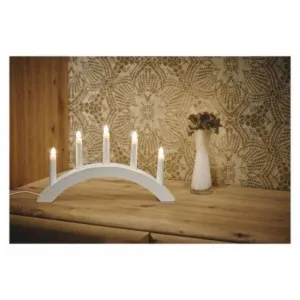 EMOS Lighting Svietnik na 5x žiarovku E10 drevený biely, oblúk, 20x38 cm, vnútorný, teplá biela