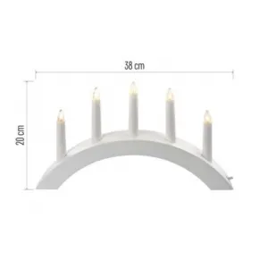 EMOS Lighting Svietnik na 5x žiarovku E10 drevený biely, oblúk, 20x38 cm, vnútorný, teplá biela