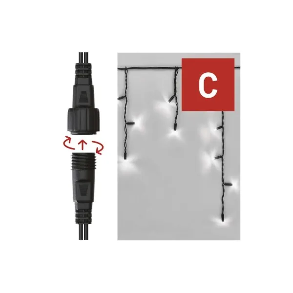 EMOS Lighting Profi LED spojovacia reťaz čierna – cencúle, 3 m, vonkajšia, studená biela