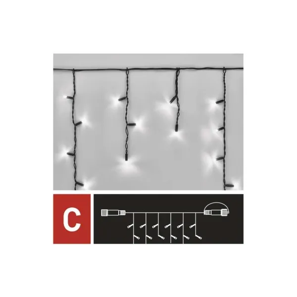 EMOS Lighting Profi LED spojovacia reťaz čierna – cencúle, 3 m, vonkajšia, studená biela