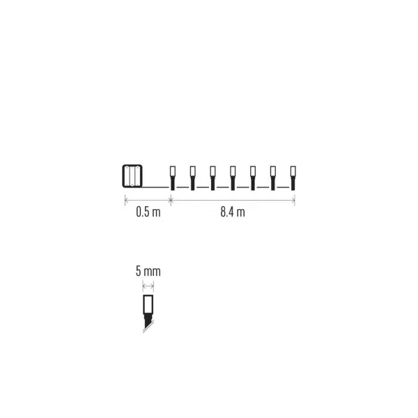 EMOS Lighting LED vianočná reťaz, 8,4 m, 3x AA, vonkajšia aj vnútorná, studená biela, časovač