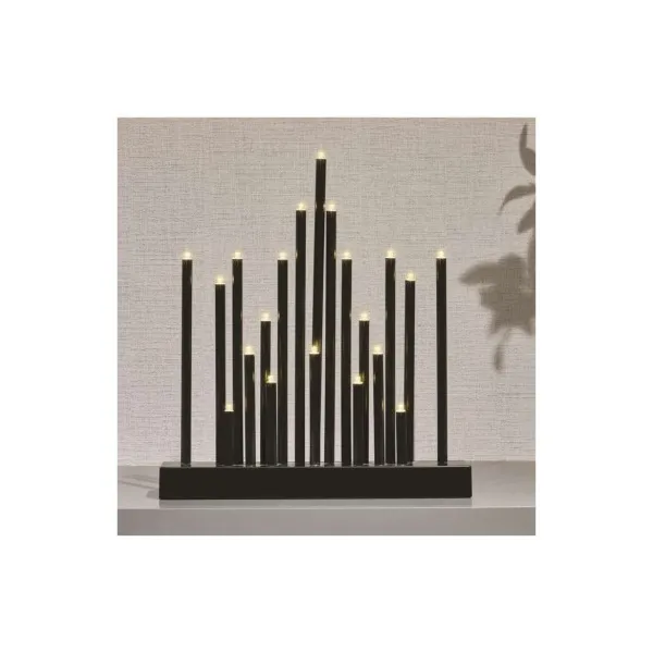 EMOS Lighting LED svietnik čierny, 27,5 cm, 3x AA, vnútorný, teplá biela, časovač
