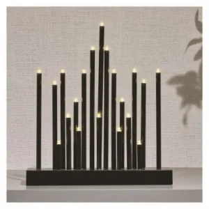 EMOS Lighting LED svietnik čierny, 27,5 cm, 3x AA, vnútorný, teplá biela, časovač