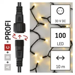 EMOS Lighting Profi LED spojovacia reťaz čierna, 10 m, vonkajšia aj vnútorná, teplá biela, časovač