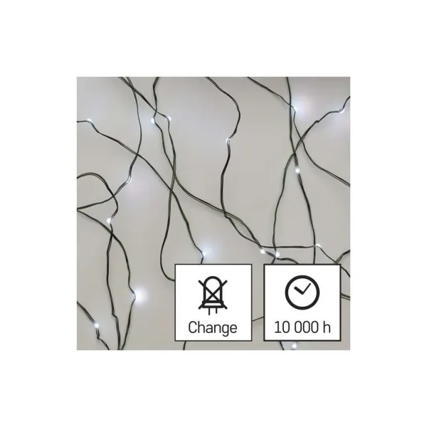 EMOS Lighting LED vianočná nano reťaz zelená, 4 m, vonkajšia aj vnútorná, studená biela, časovač