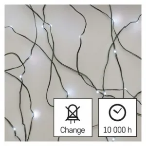 EMOS Lighting LED vianočná nano reťaz zelená, 4 m, vonkajšia aj vnútorná, studená biela, časovač