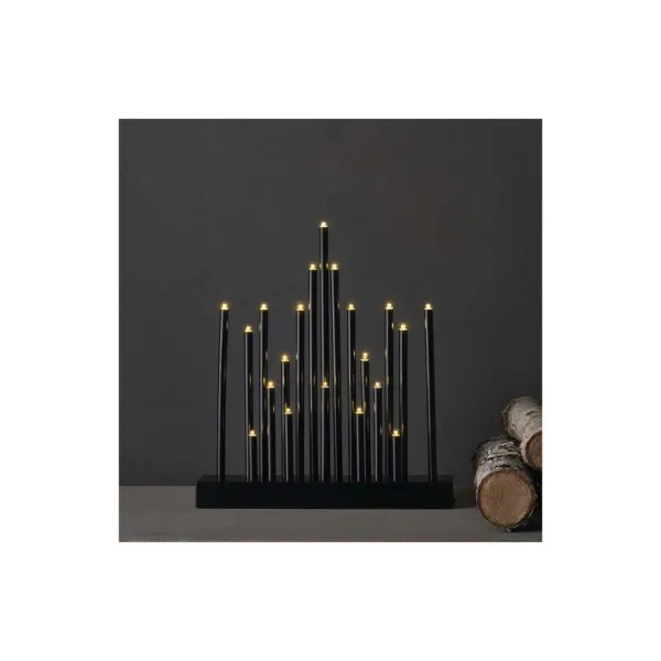EMOS Lighting LED svietnik čierny, 27,5 cm, 3x AA, vnútorný, teplá biela, časovač