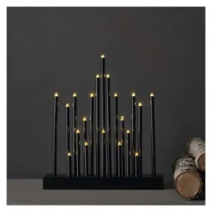 EMOS Lighting LED svietnik čierny, 27,5 cm, 3x AA, vnútorný, teplá biela, časovač