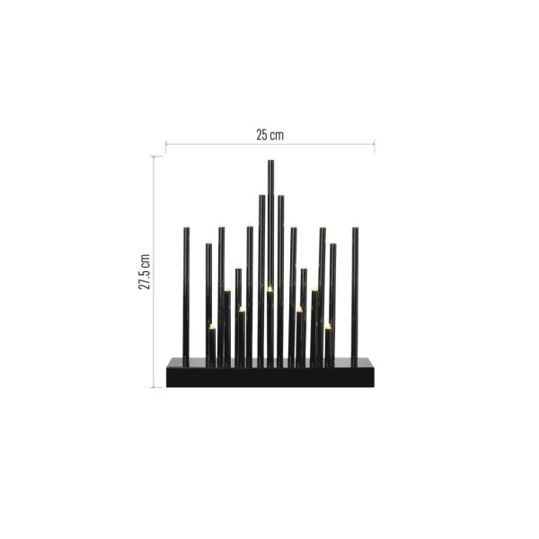 EMOS Lighting LED svietnik čierny, 27,5 cm, 3x AA, vnútorný, teplá biela, časovač