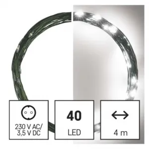 EMOS Lighting LED vianočná nano reťaz zelená, 4 m, vonkajšia aj vnútorná, studená biela, časovač