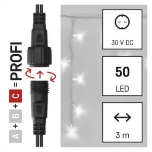 EMOS Lighting Profi LED spojovacia reťaz biela – cencúle, 3 m, vonkajšia, studená biela