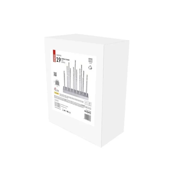 EMOS Lighting LED svietnik strieborný, 28,5 cm, 3x AA, vnútorný, teplá biela, časovač