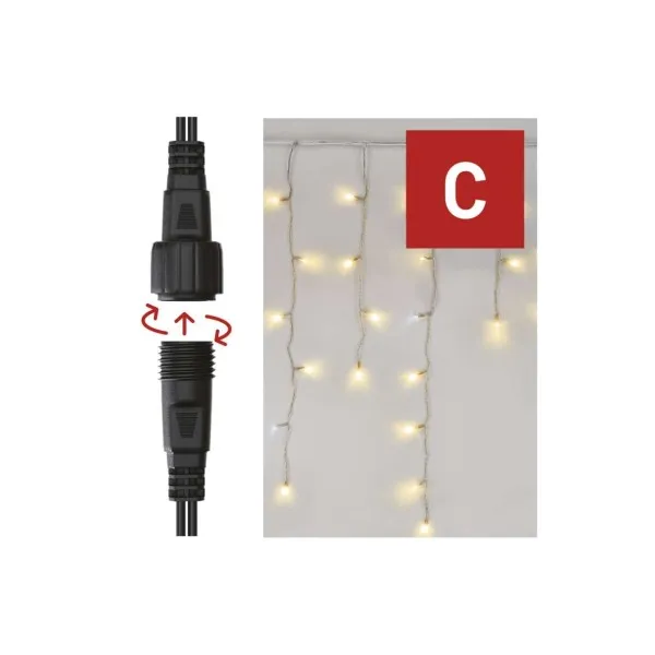 EMOS Lighting Standard LED spoj. reťaz blikajúca – cencúle, 2,5 m, vonkajšia, teplá/studená biela