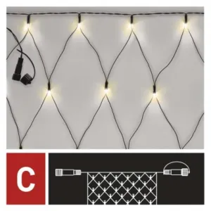 EMOS Lighting Standard LED spojovacia vianočná reťaz – sieť, 1,5x2 m, vonkajšia, teplá biela