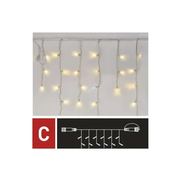 EMOS Lighting Standard LED spoj. reťaz blikajúca – cencúle, 2,5 m, vonkajšia, teplá/studená biela