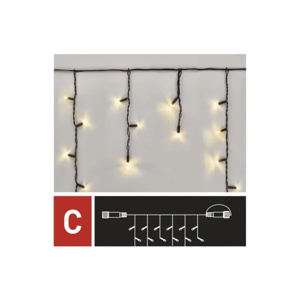 EMOS Lighting Profi LED spojovacia reťaz preblikávajúca – cencúle, 3 m, vonkajšia, teplá biela
