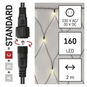 EMOS Lighting Standard LED spojovacia vianočná reťaz – sieť, 1,5x2 m, vonkajšia, teplá biela