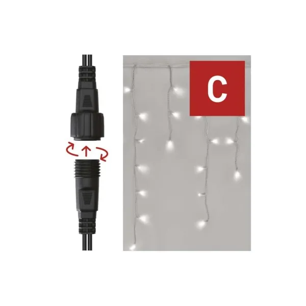 EMOS Lighting Standard LED spoj. reťaz blikajúca – cencúle, 2,5 m, vonkajšia, studená biela