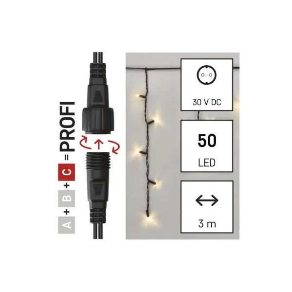 EMOS Lighting Profi LED spojovacia reťaz preblikávajúca – cencúle, 3 m, vonkajšia, teplá biela